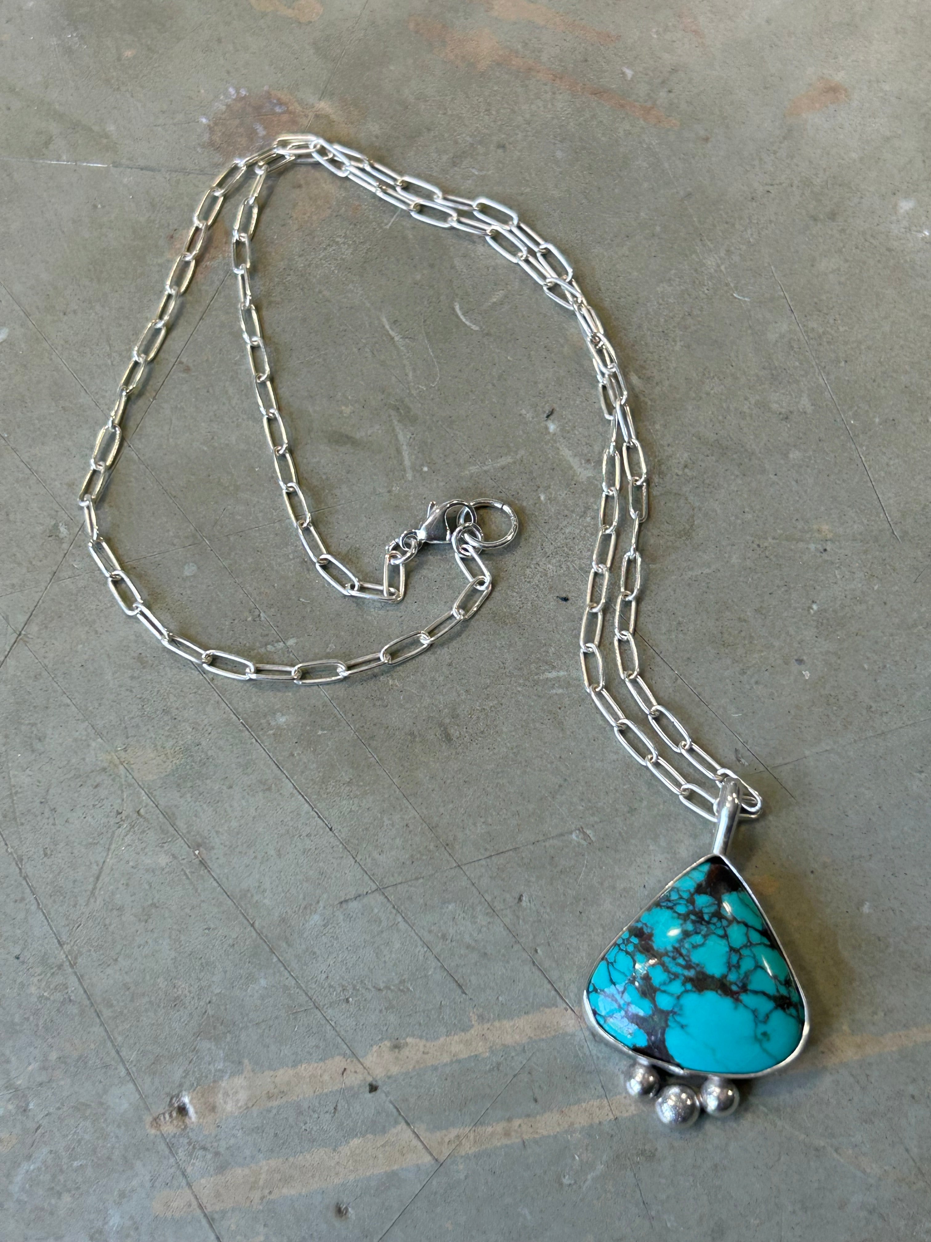 Turquoise & Sterling Ball Necklace