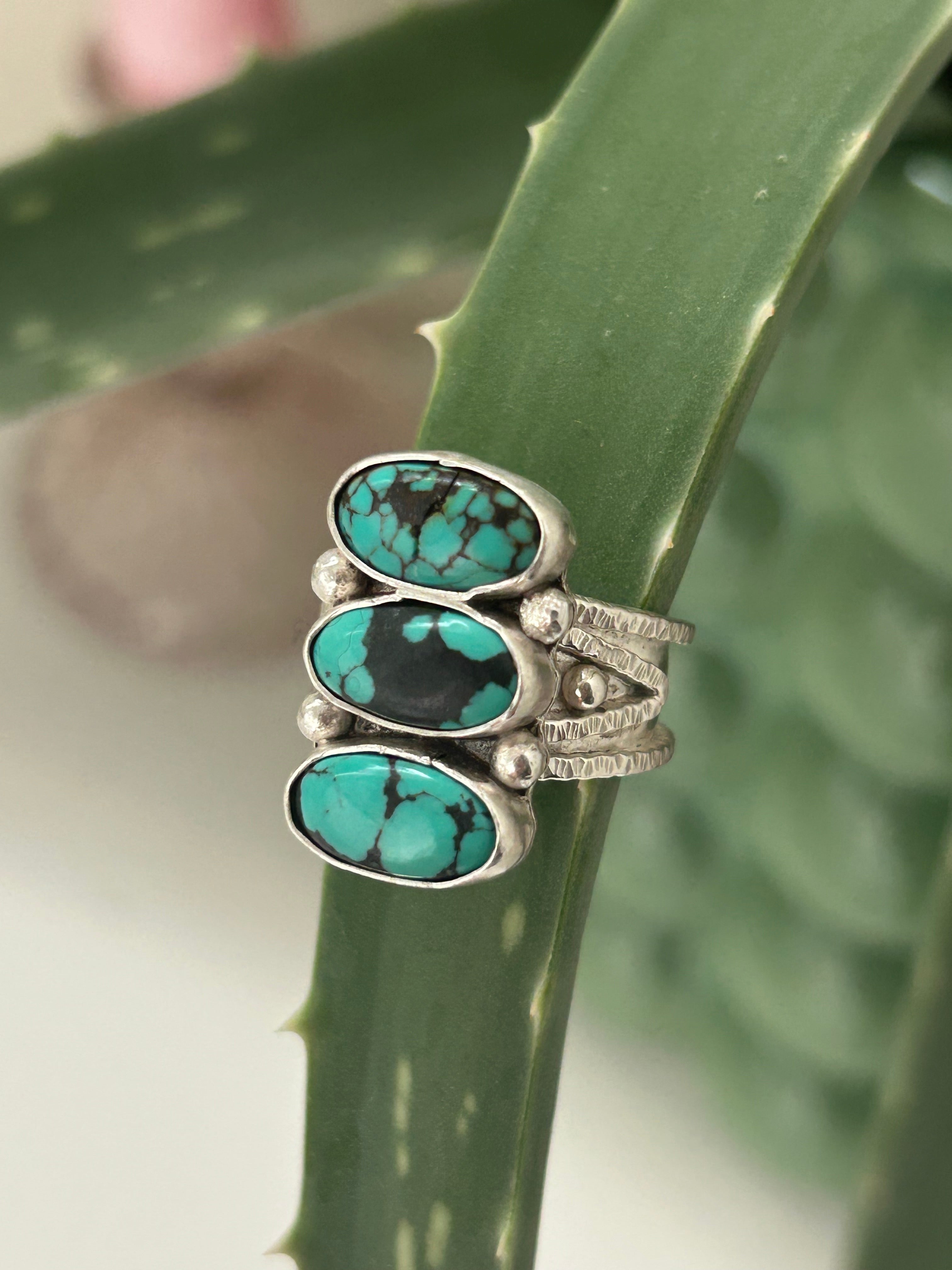 Triple Turquoise & Sterling Ring