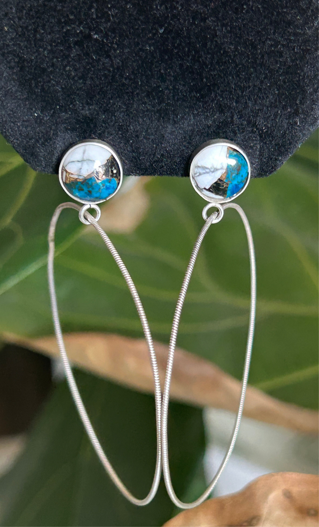 White Buffalo Turquoise Hoops