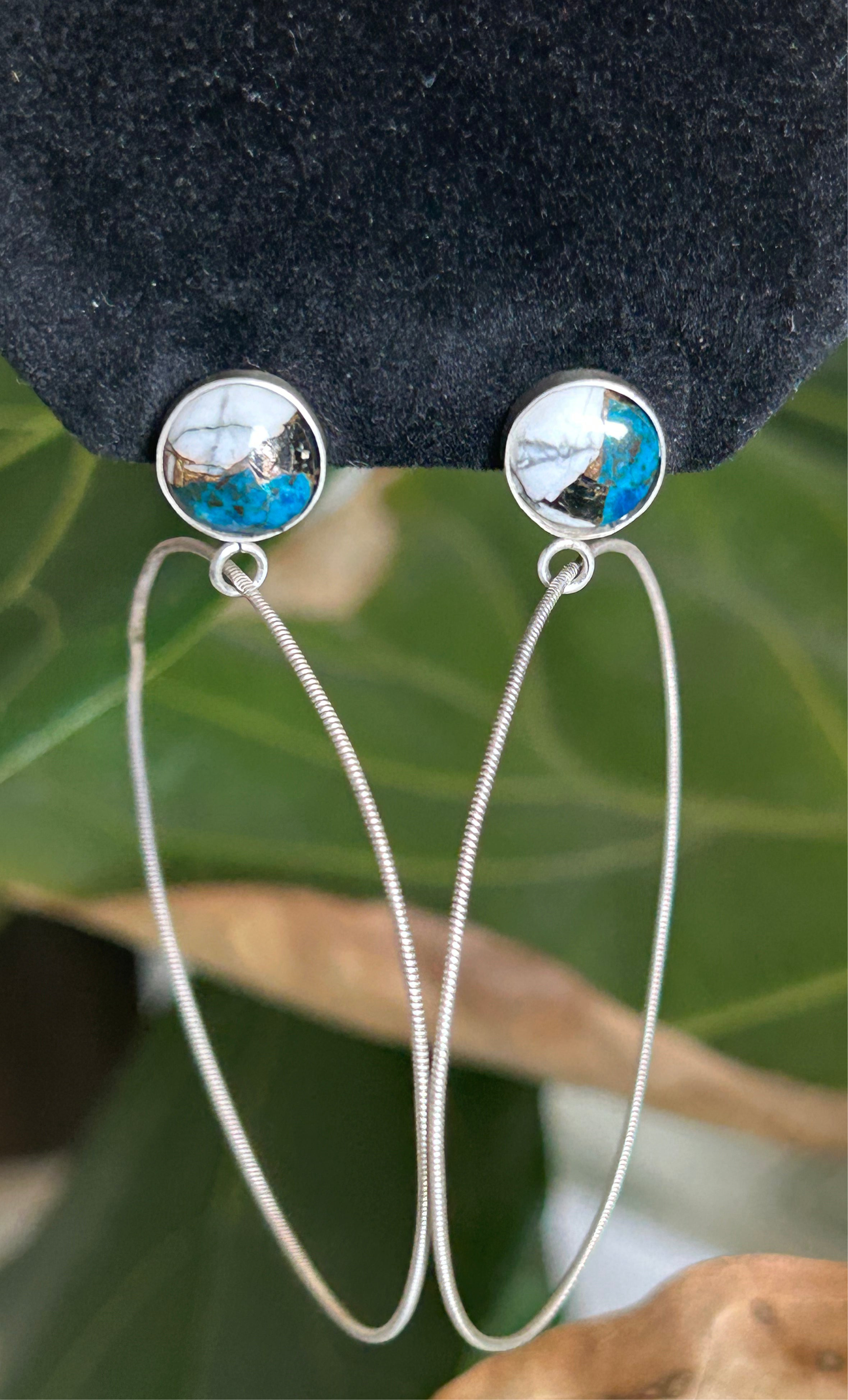 White Buffalo Turquoise Hoops