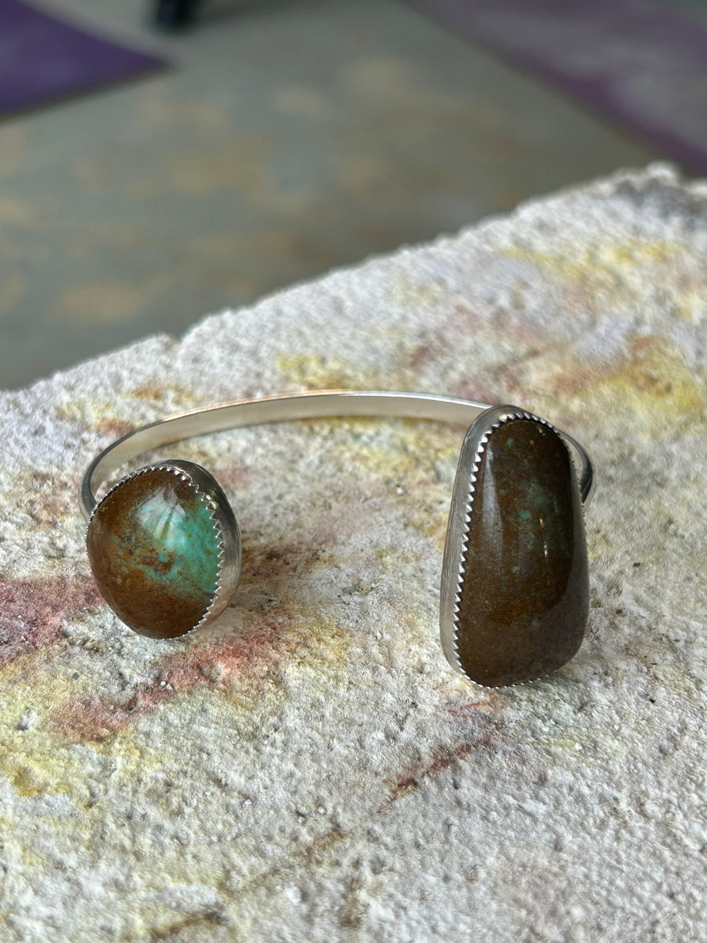 Brown Turquoise Reverse Cuff