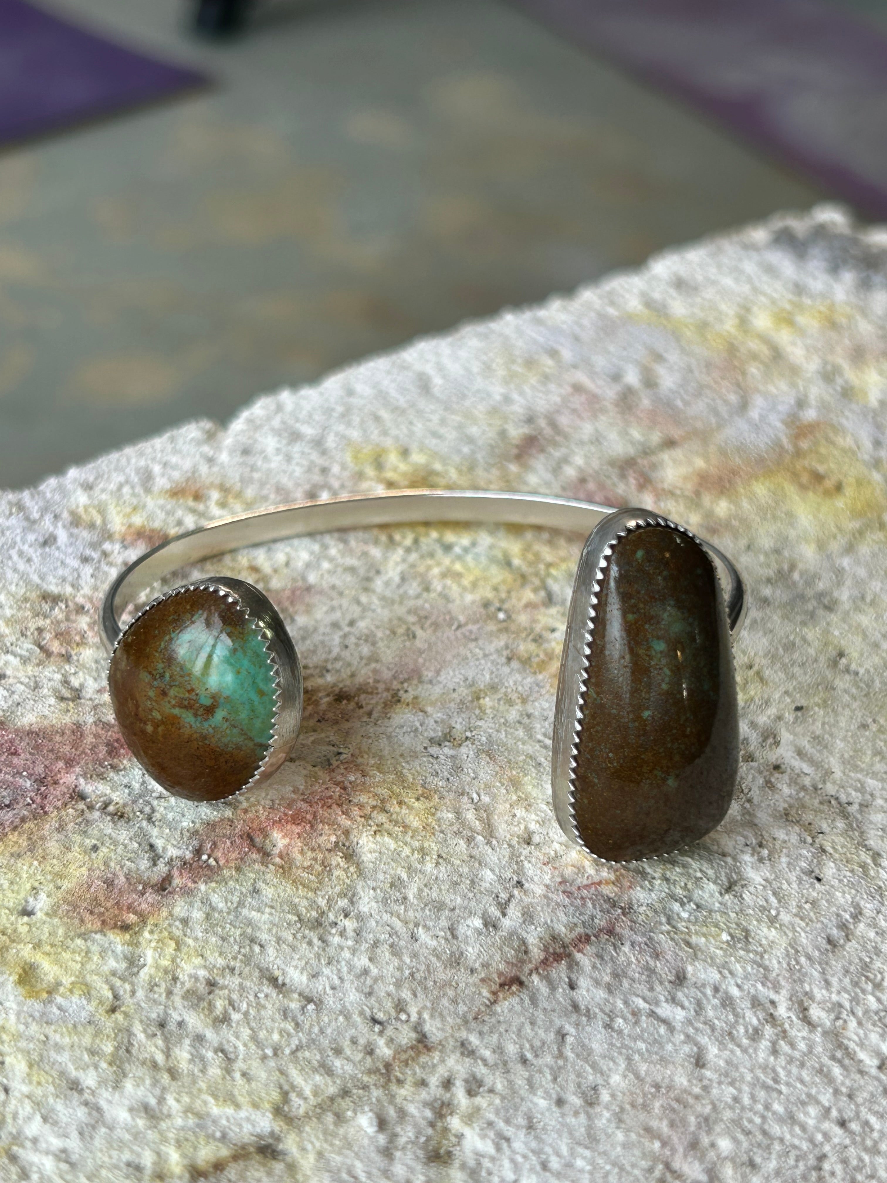 Brown Turquoise Reverse Cuff