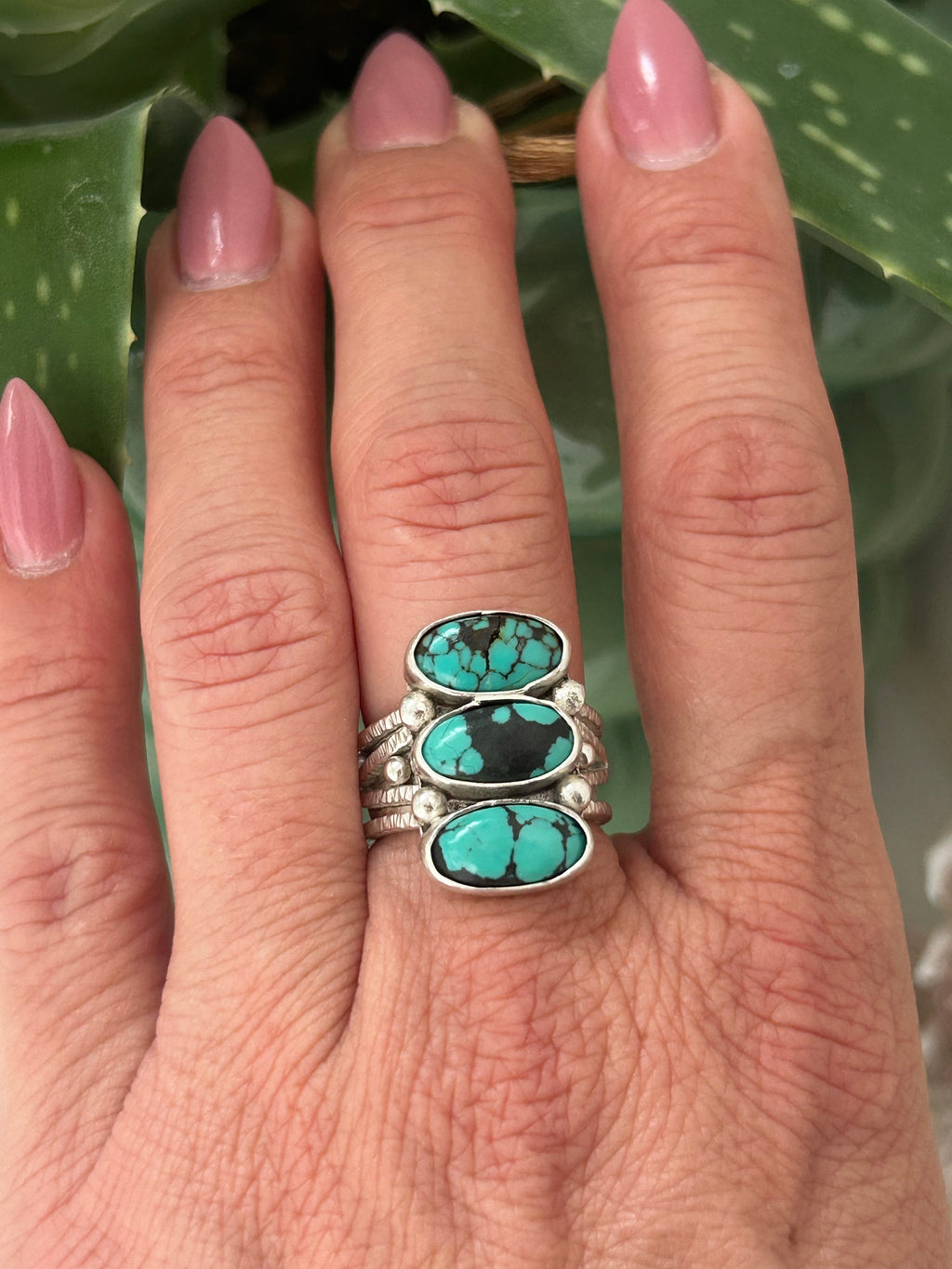 Triple Turquoise & Sterling Ring