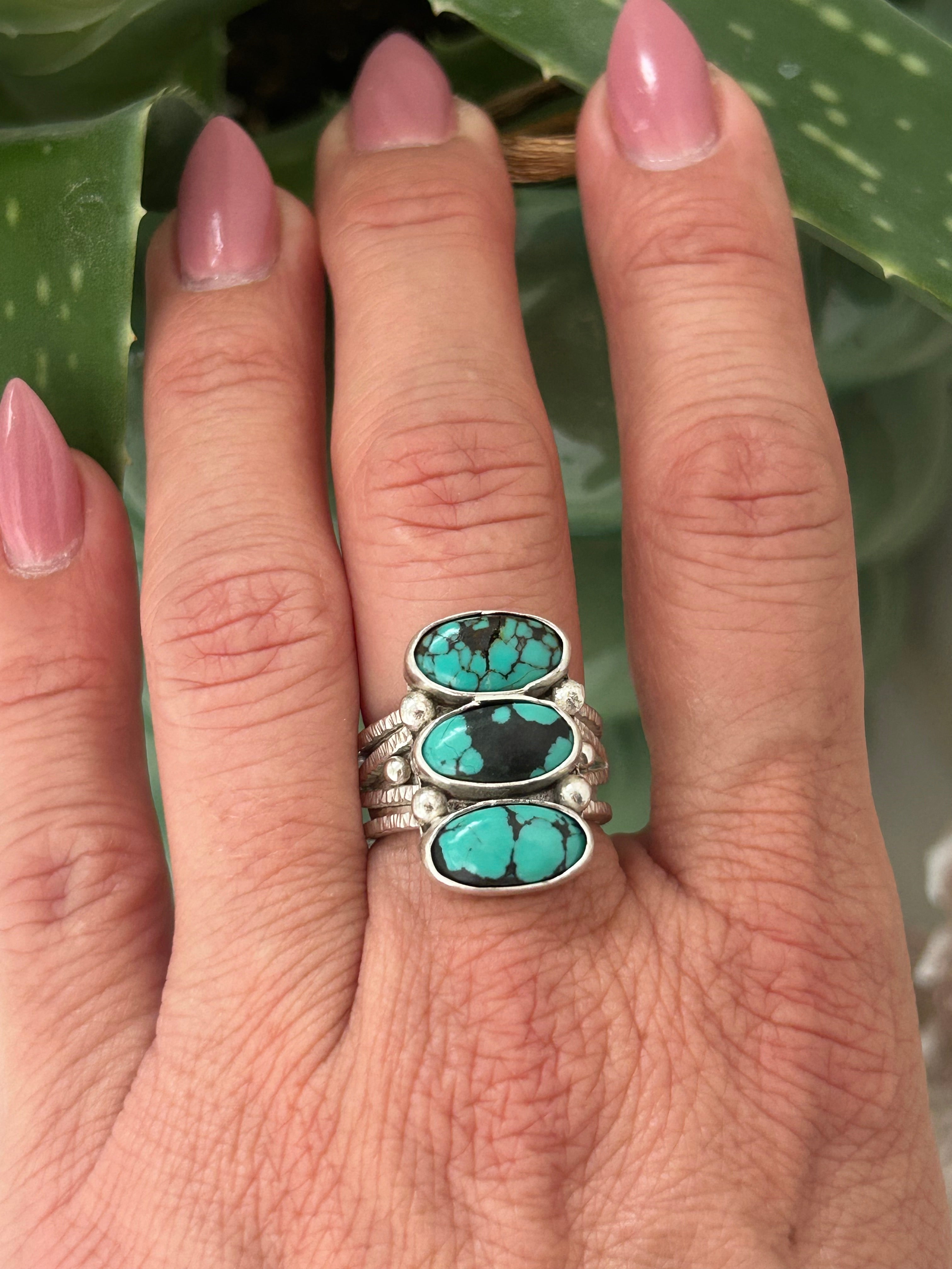 Triple Turquoise & Sterling Ring