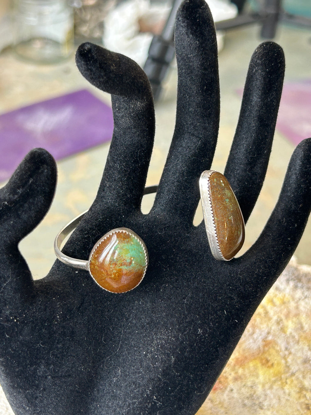 Brown Turquoise Reverse Cuff