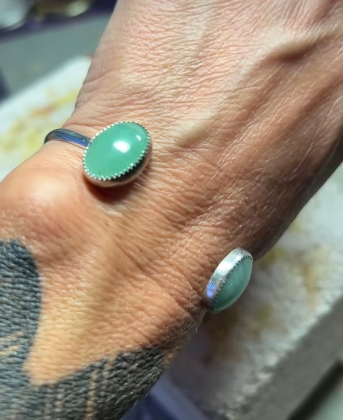Green Chalcedony Reverse Cuff