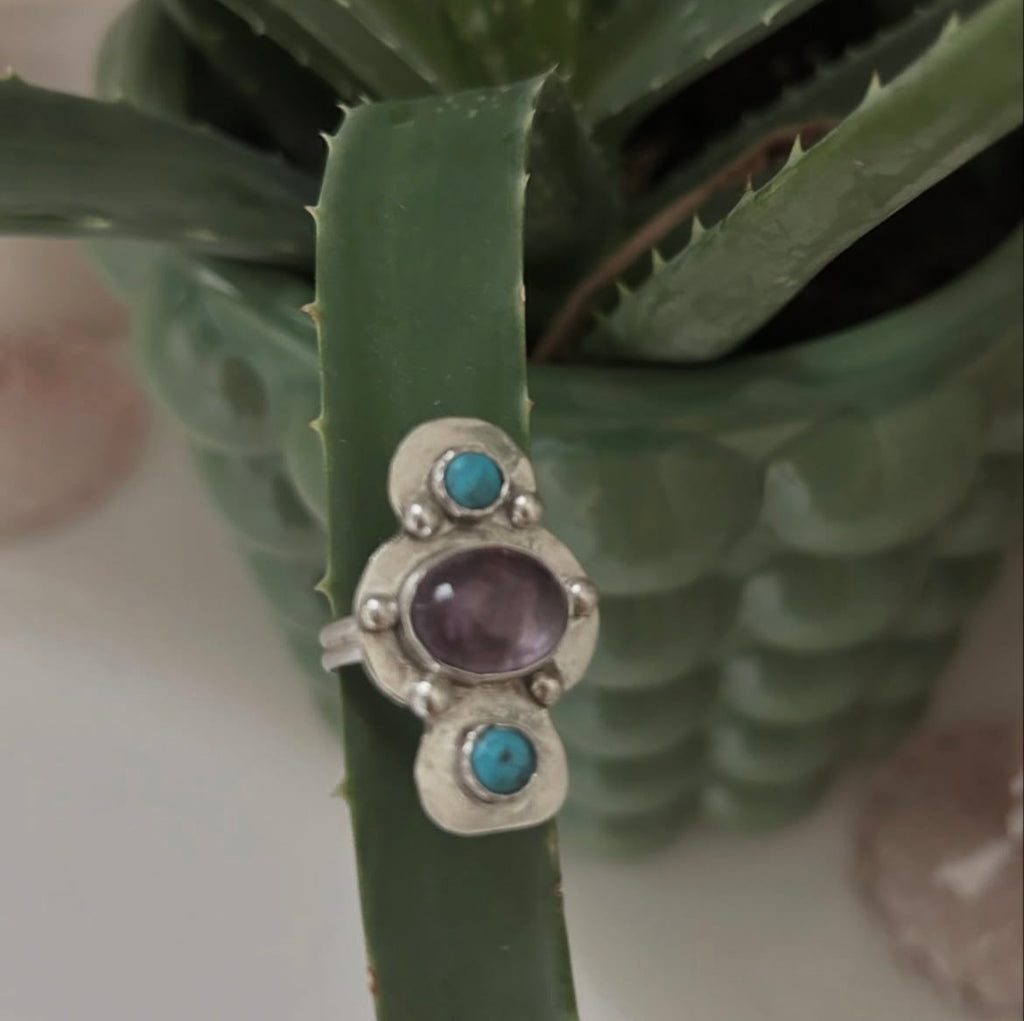 Turquoise & Amethyst Dinner Ring
