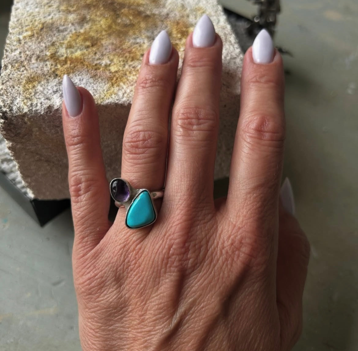 Turquoise & Amethyst Ring