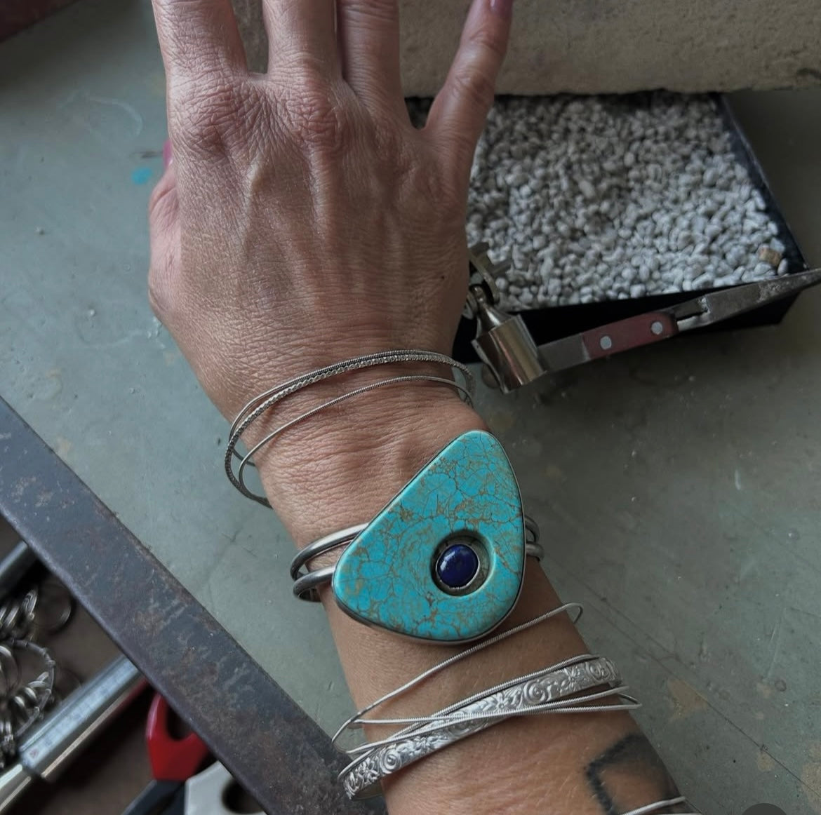 Turquoise & Lapis Cuff