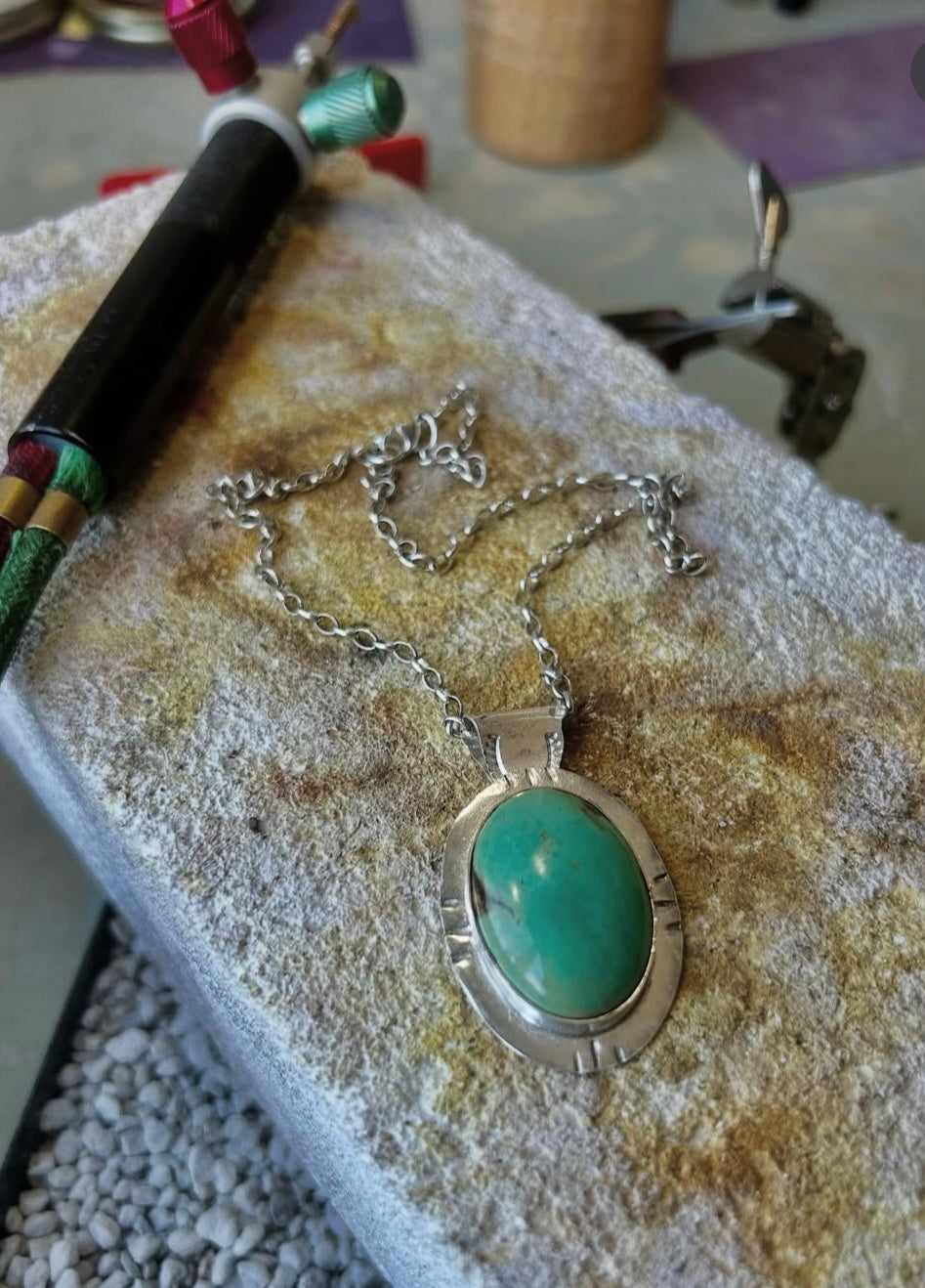 Turquoise Platter Pendant Necklace
