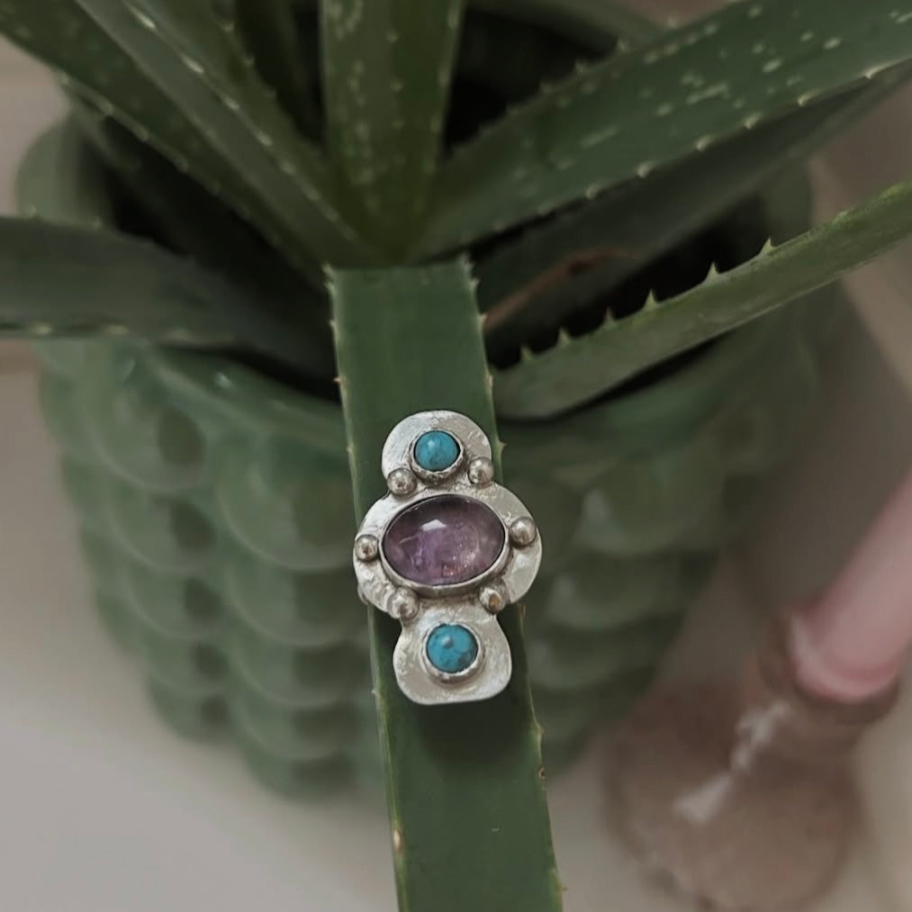 Turquoise & Amethyst Dinner Ring