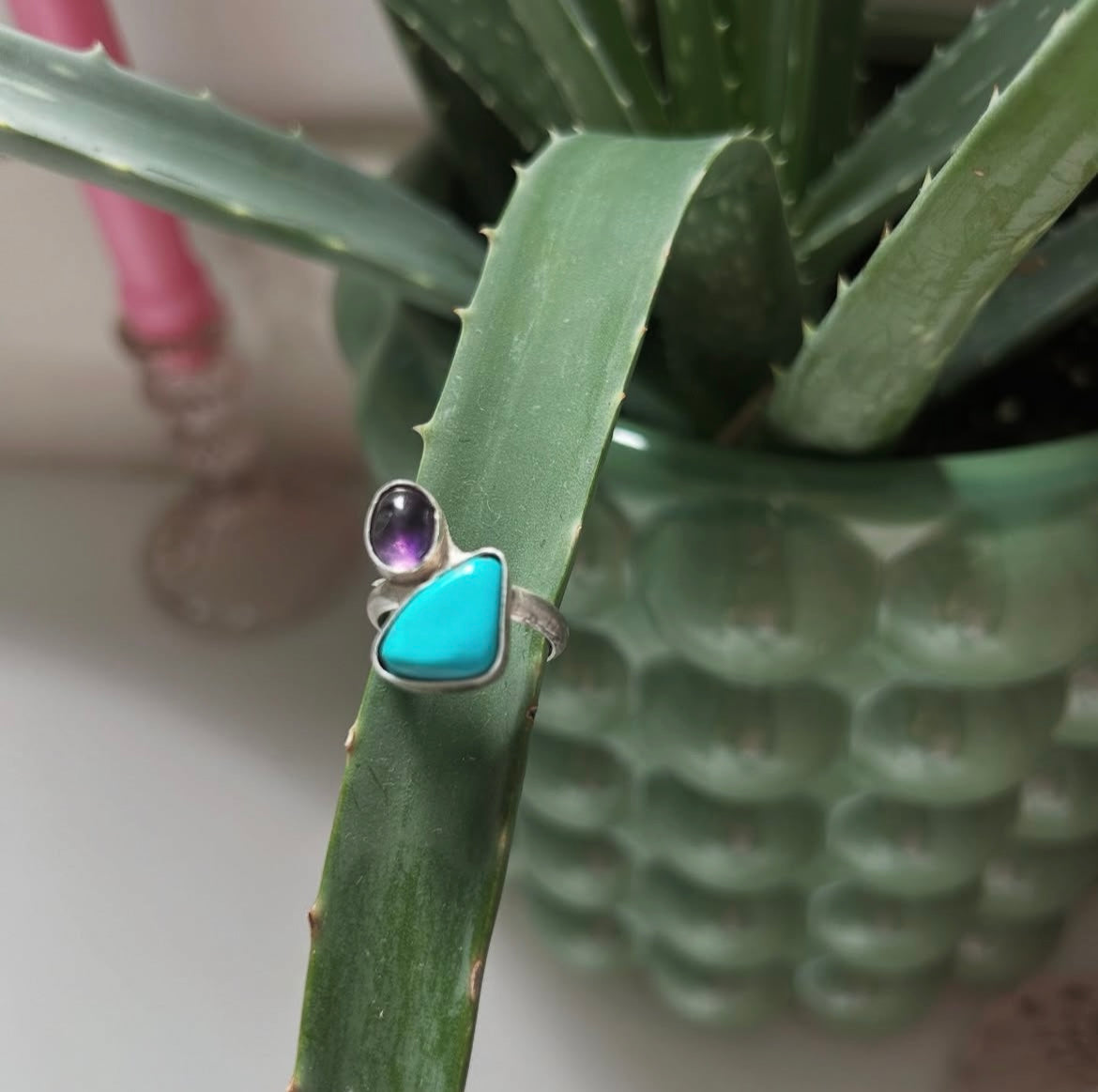 Turquoise & Amethyst Ring