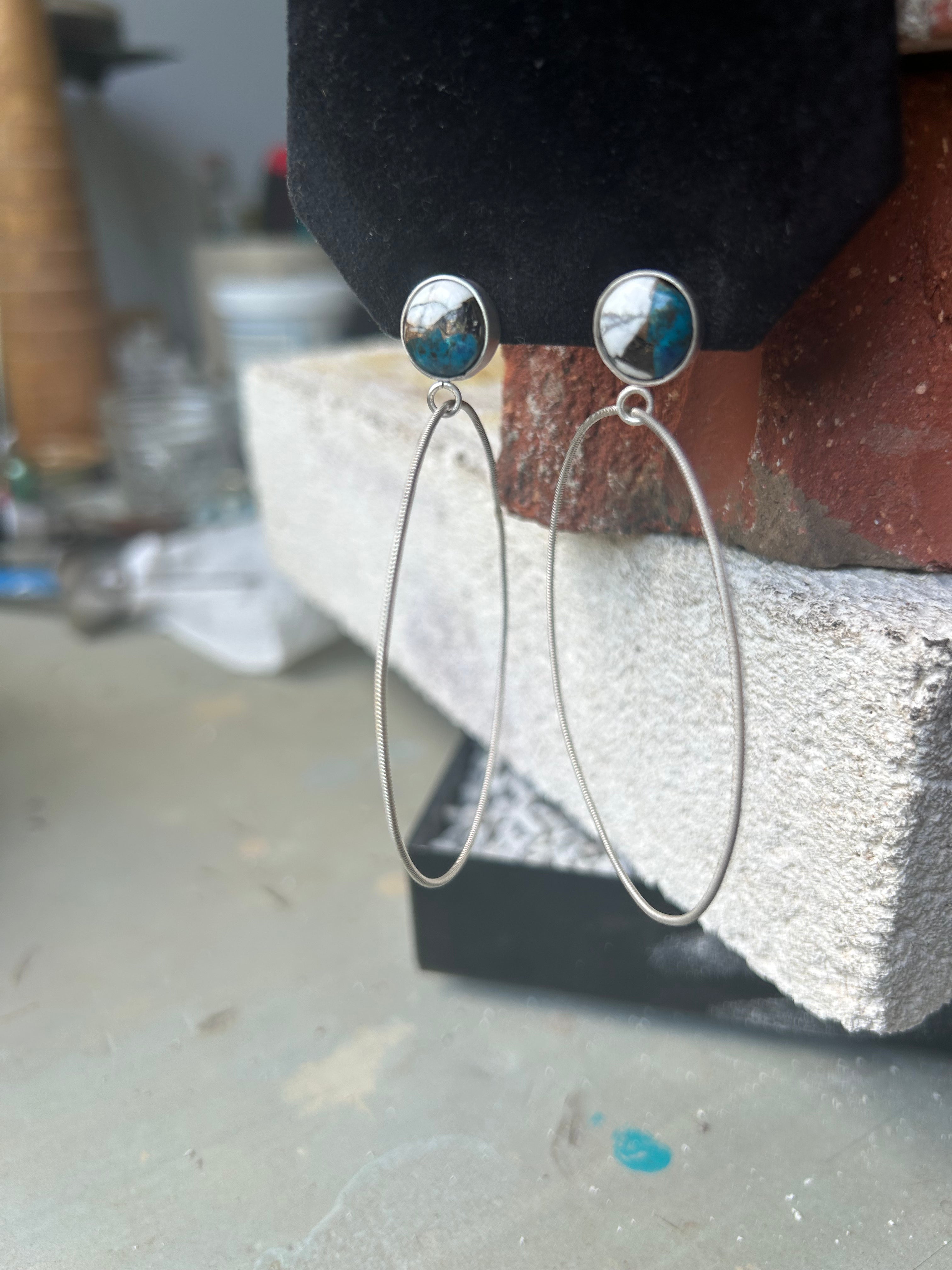 White Buffalo Turquoise Hoops