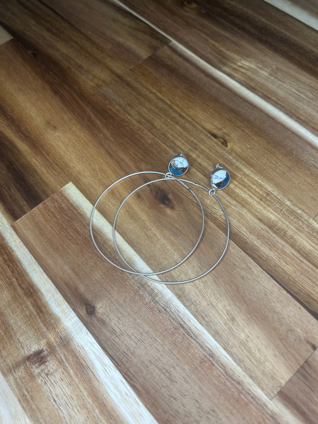 White Buffalo Turquoise Hoops