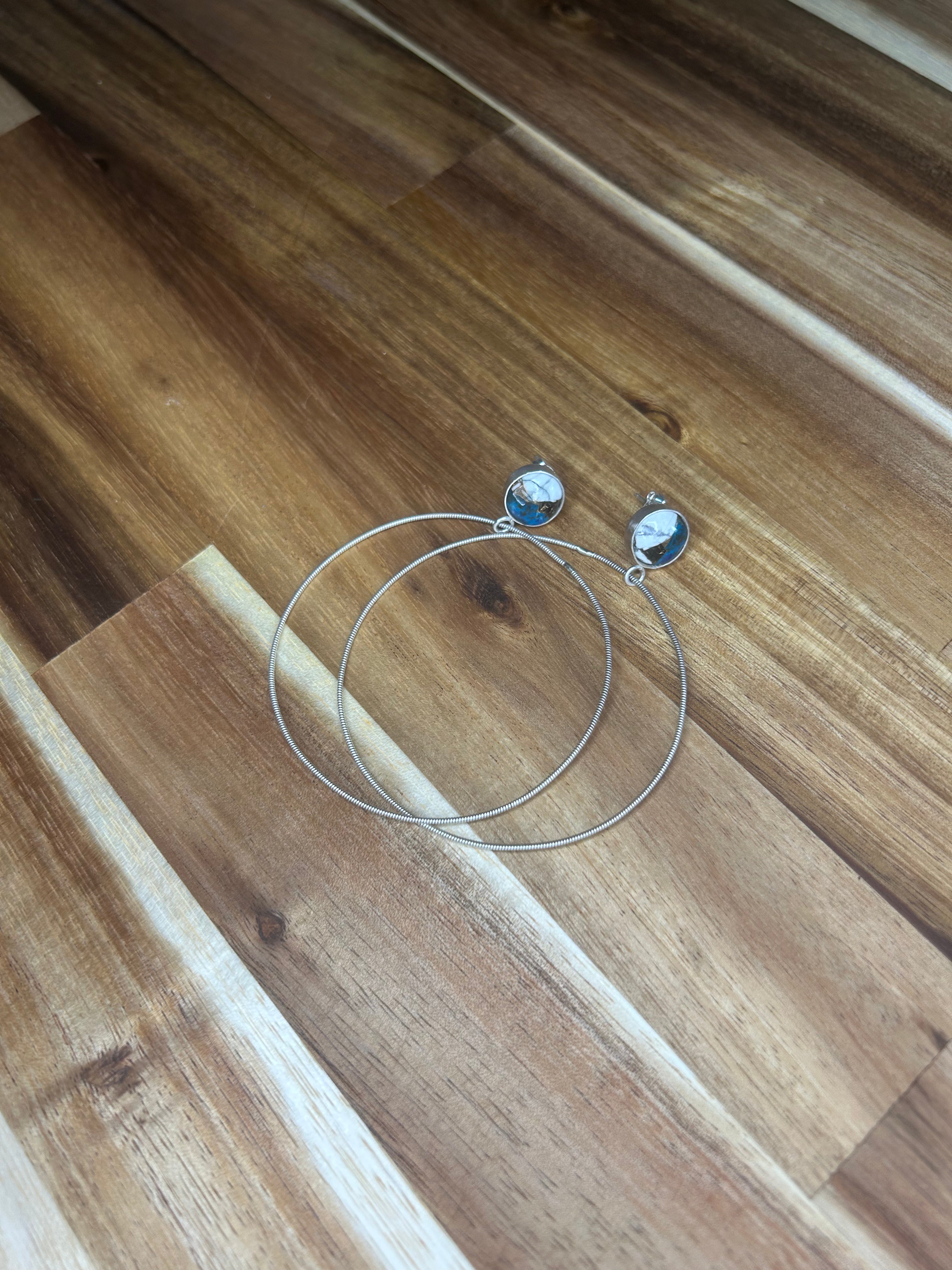 White Buffalo Turquoise Hoops