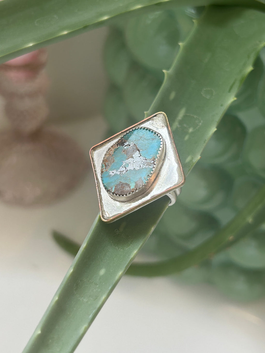 Turquoise & Bronze “Diamond” Ring