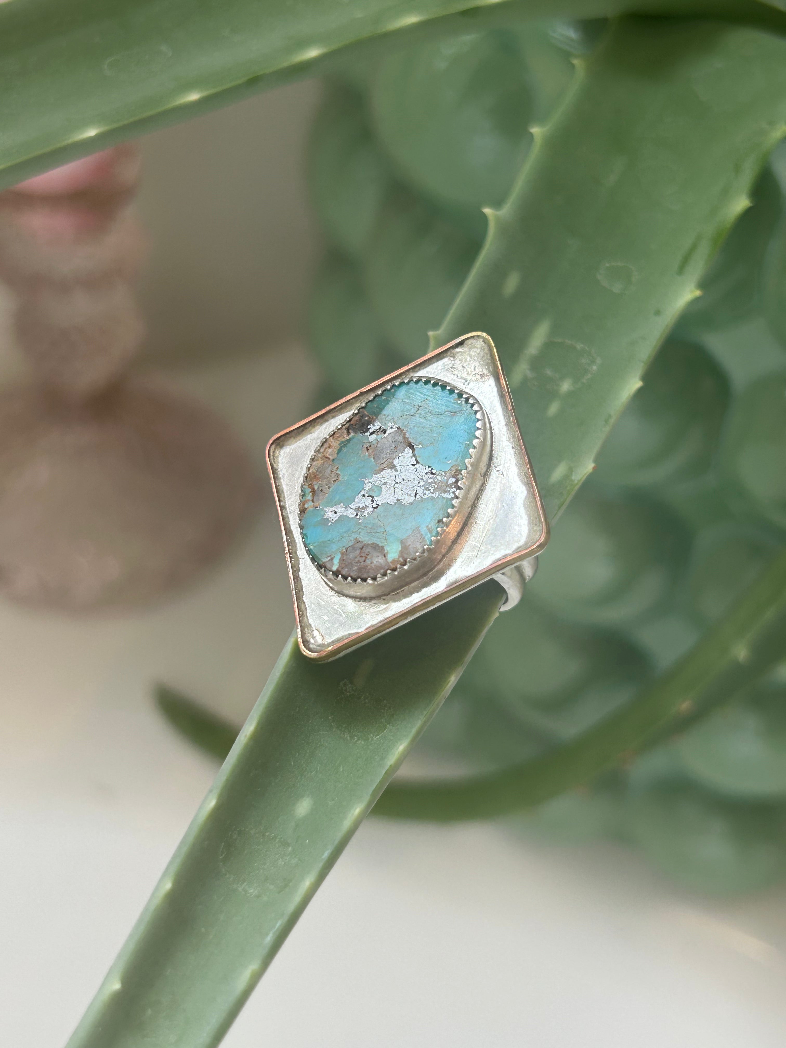 Turquoise & Bronze “Diamond” Ring